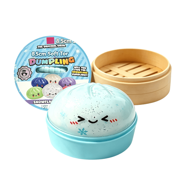 2026 Christmas Snowflake Dumpling Squishy, Soft Clear Gel Dumpling Squishies with Steamer, Tactile Sensory Toy for Boys Girls Christmas Surprise