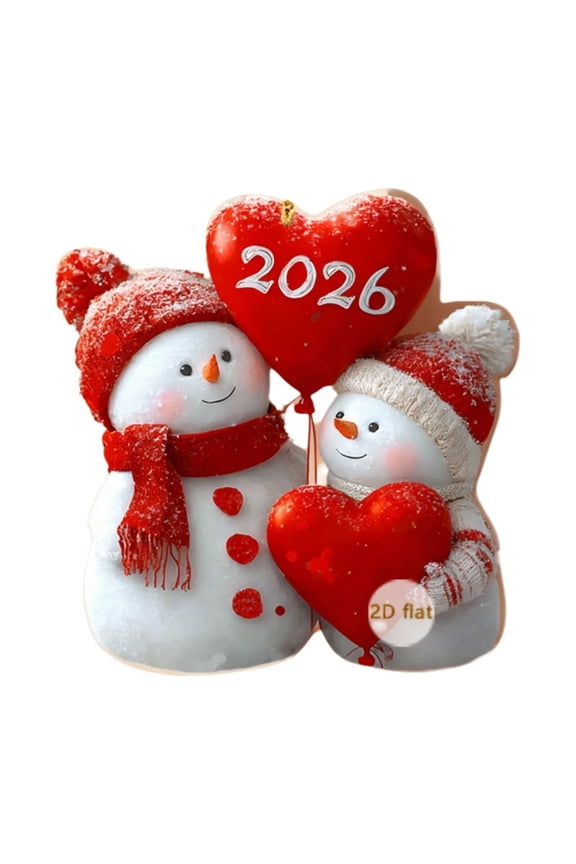 2026 Christmas Snowman 2D Acrylic Car Rearview Mirror Pendant, Year-Dated Winter Hanging Decor for Car and Tree