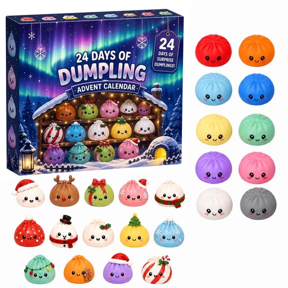 2026 Christmas Squishy Advent Calendar, 24-Day Mystery Dumpling Countdown with Mini Squishies Soft Slow Rising Sensory Fidgets for Stress Relief, Stocking Stuffers and Holiday Gifts, Xmas Party