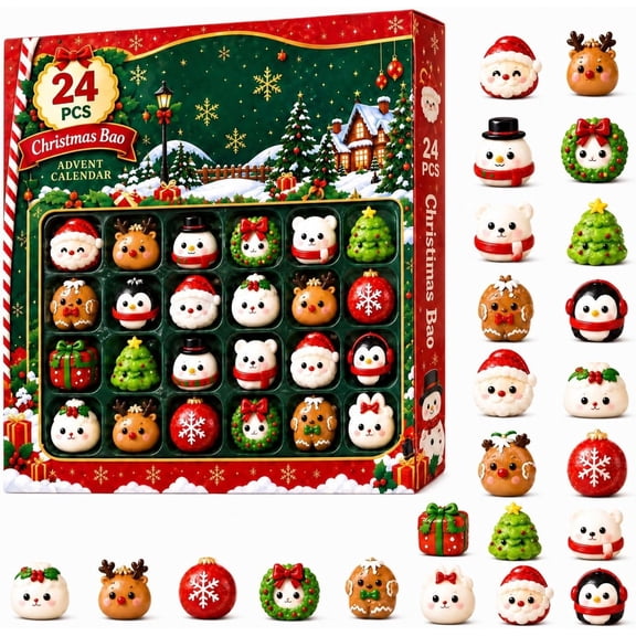 2026 Christmas Squishy Advent Calendar - Mini Dumpling Squishies Sets, 24 Days Countdown Christmas Squishies Sets,Adorable Mini Squishy Toy,Christmas Party Favors & Stocking Stuffers Gifts
