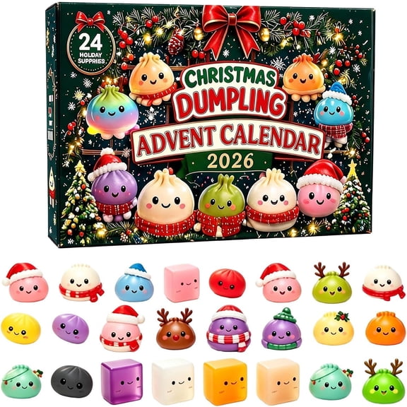 2026 Christmas Squishy Advent Calendar - Mini Dumpling Squishies Sets, 24 Days Countdown Christmas Squishies Sets,Adorable Mini Squishy Toy,Christmas Party Favors & Stocking Stuffers Gifts