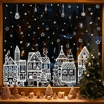 2026 Christmas Village Stickers, White House Christmas Window Clings, DIY Double Sided White House Snowy Village Stickers for Glass Windows Holiday Winter Window Decorations