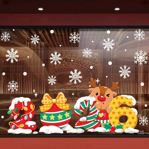 2026 Christmas Window Clings,Snowman Decals for Windows,Christmas Snowman Decorations Indoor Window Clings,Snowman Glass Window Decorations,Windows Stickers for Doors Windows Christmas Decoration