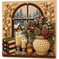 thumbnail image 1 of 2026 Christmas Window Framed Pearl Art Wall Decor 8x8 inch, Window Framed Christmas DIY Pearl Bead Painting Kits for Adult, Christmas Party Decorations for Home Wall Decor, 1 of 9