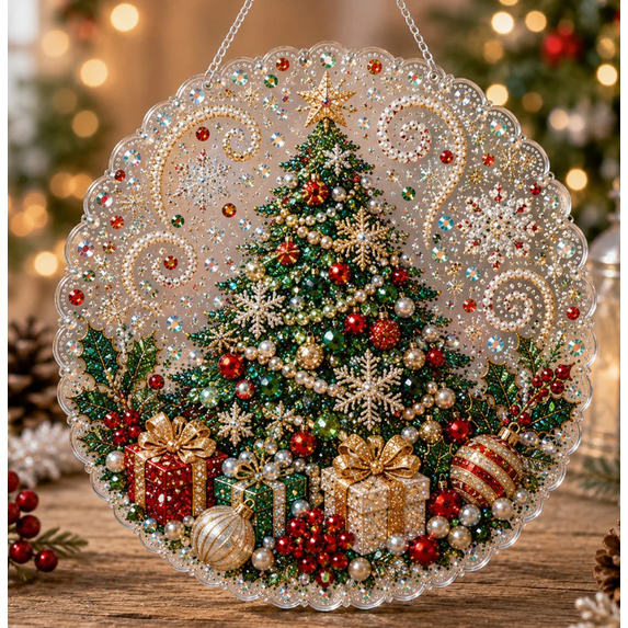 2026 Christmas in July DIY Diamond Art Hanging Ornament – Handmade Sparkling Christmas Keepsake Santa Design Hanging Ornament Summer Creative Project