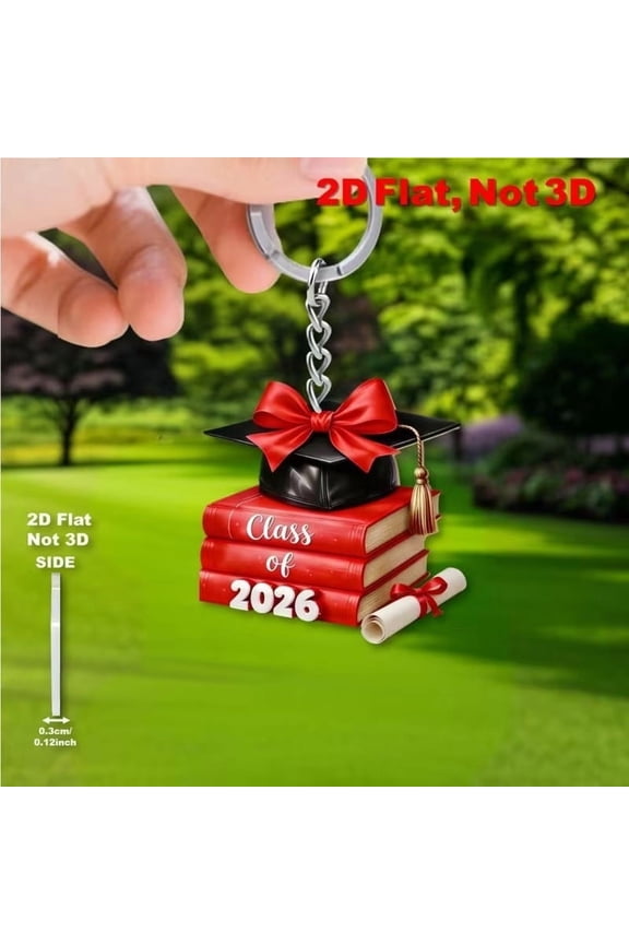 2026 Class Graduation Acrylic Keychain, 2D Book Stack Shaped Key Ring, Delicate Keepsake Ornament for College Graduates, Party Gift and Graduation Commemorative Accessory