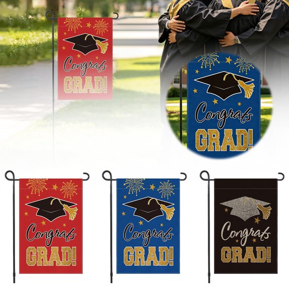 2026 Class Of Graduation Garden Flag 12×18 Inch Double Sided Polyester Fade Resistant Yard Banner for Porch Patio Graduation Party Home Outdoor Celebration Decor