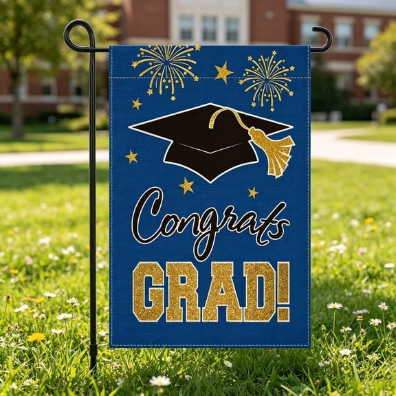 2026 Class Of Graduation Garden Flag 12×18 Inch Double Sided Polyester Fade Resistant Yard Banner for Porch Patio Graduation Party Home Outdoor Celebration Decor