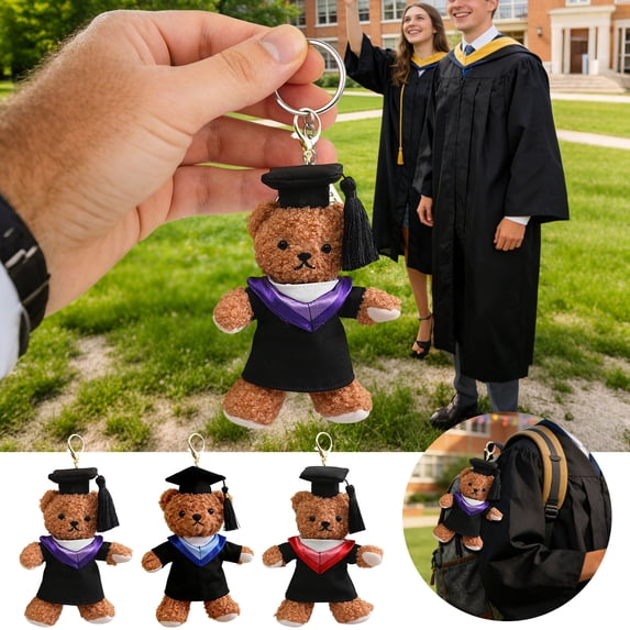 2026 Class of Graduation Plush Bear Charm, PhD Bachelor Cap & Gown Stuffed Doll, Mini Backpack Keychain Ornament, Exquisite Gift for Graduation Celebration Party Commencement Ceremony, C