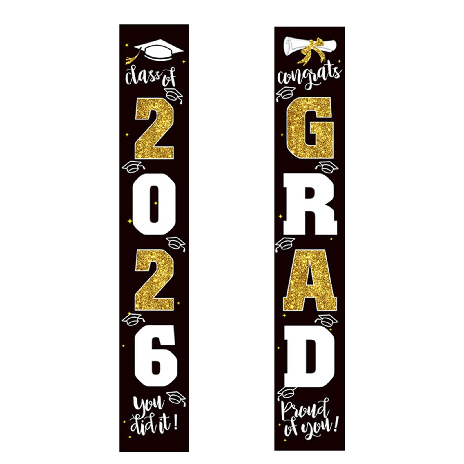 2026 Class Graduation Porch Banner Set, Glitter Printed Door Hanging ...