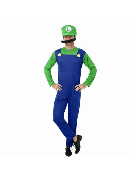 2026 Classic Halloween Cosplay Super Brothers Costumes for Men, Funny Super Bros Fancy Dress Cosplay Costume - S - 01-Green