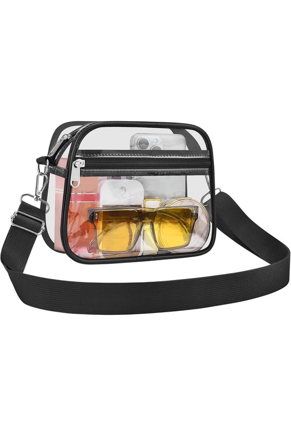 2026 Clear Stadium Approved Crossbody Bag, Waterproof PVC Clear Purse with Adjustable Strap for Sports Games Concerts Festivals Phone Bag Belt Bag