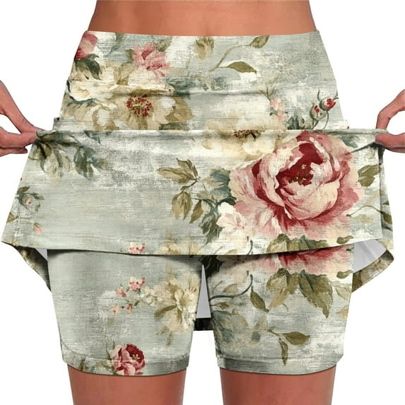 2026 Clearance Clothes LEBONYARD Womens Yoga Shorts,Women's Mid Waist Skirt Pants Sports And Casual Shorts Bottom Skirt Pants Shorts Gray L