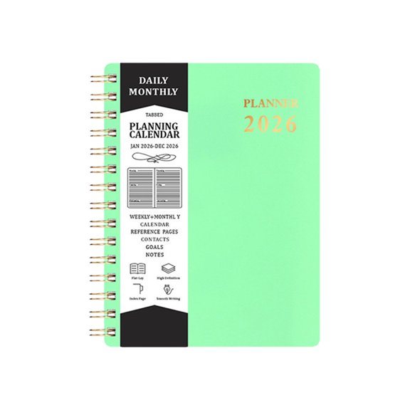 2026 Coil Schedule Book, A5 Weekly Planner 2026 with Spiral Binding, Faux Leather Daily Notebook for Work, School, and Home Organization