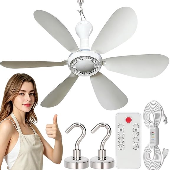 2026 Collapsible Ceiling Fan, Portable Usb Ceiling Fans Hanging, 6 Blades Lightweight and Quiet USB Mini CeilingFan, 4 Speeds Remote Speed Control for Camping (C-Kit)