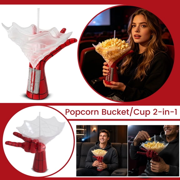 2026 Collectibles Hero BND Hero Popcorn Bucket, Food Grade Plastic Large Capacity Snack Container, Movie Night Collectible Vessel for Home Theater Fan Party Decor