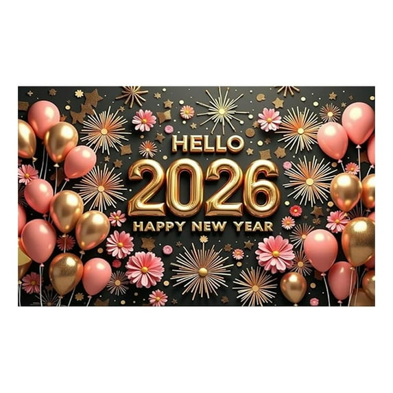 2026 | Colorful Banner 2 Golden Wall Background Suitable for Family Gatherings Banquet Hall, Event & Party