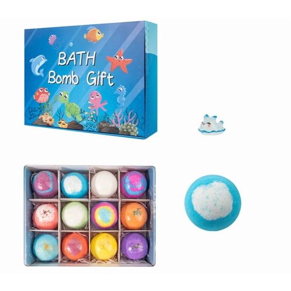 2026 Colorful Bath Bomb Gift Set, 12 Fizz Balls with Surprise Ocean Figurines