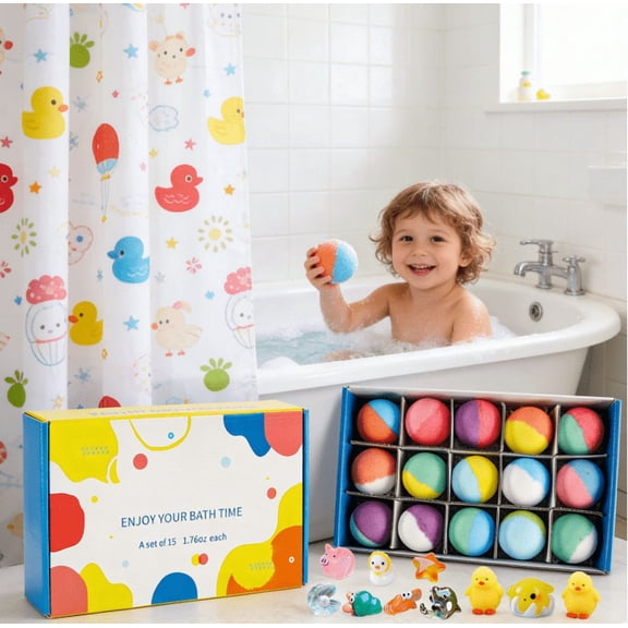 2026 Colorful Bath Bomb Gift Set, 15 Fizz Balls with Surprise Small animals Figurines