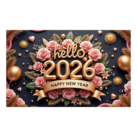 2026 Colorful Celebration Banner with Golden Wall Background - Party Backdrop for Family Gatherings, Birthday Banquet Hall, Anniversary, Graduation and Wedding Reception Photo Booth Decor