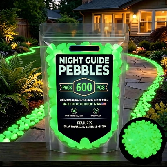 2026 Colorful Glow-in-the-Dark Garden Stone, Glow in the Dark Stones for Outdoor Garden, Night Guide Pebbles, Glowing Garden Stones, Outdoor Landscaping Decor (600PCS, Green)