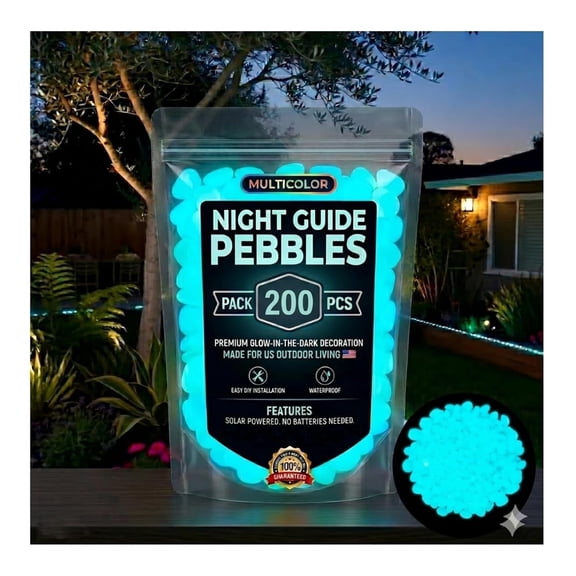 2026 Colorful Glow-in-the-Dark Garden Stones – Luminous Pebbles Rainbow Glowing Stepping Rocks, Outdoor Landscaping Decor, Fish Tank Decor (2 x 200Pcs, blue)