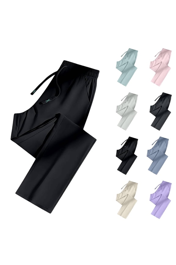 2026 Comfy Fit Pants for Women Stretch Active Women's Ultra Soft Stretch Perfect Drape Easy Pull on Casual Track Pants Over 50 Black L