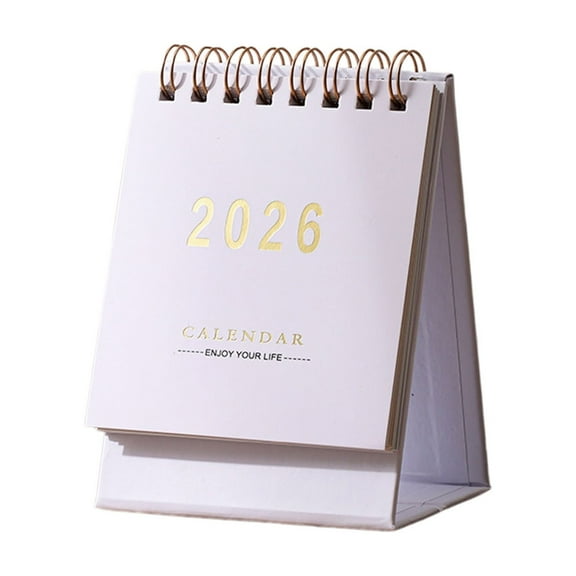 2026 Compact Solid Color English Desk Calendar Foldable for Home or Office, Portable Mini Planner