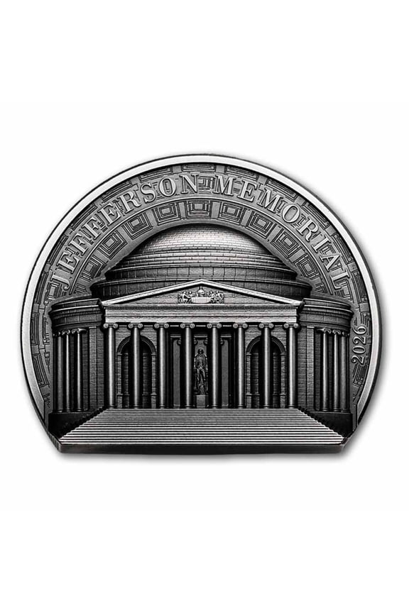 2026 Cook Islands 2 oz Silver Antique Jefferson Memorial