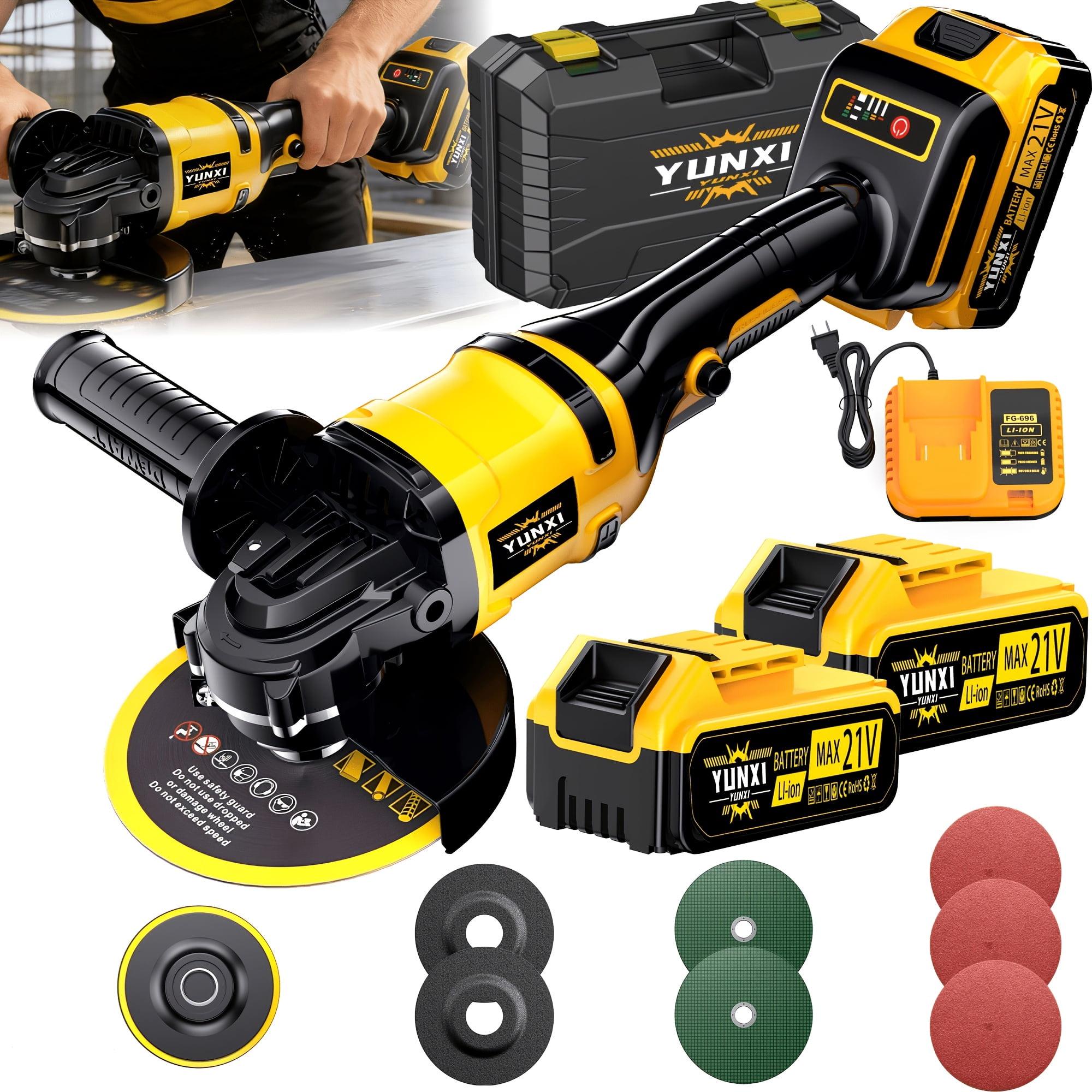 2026 Cordless Angle Grinder, Lightweight Ergonomic Handheld Grinder for Wood Metal Polishing Home DIY