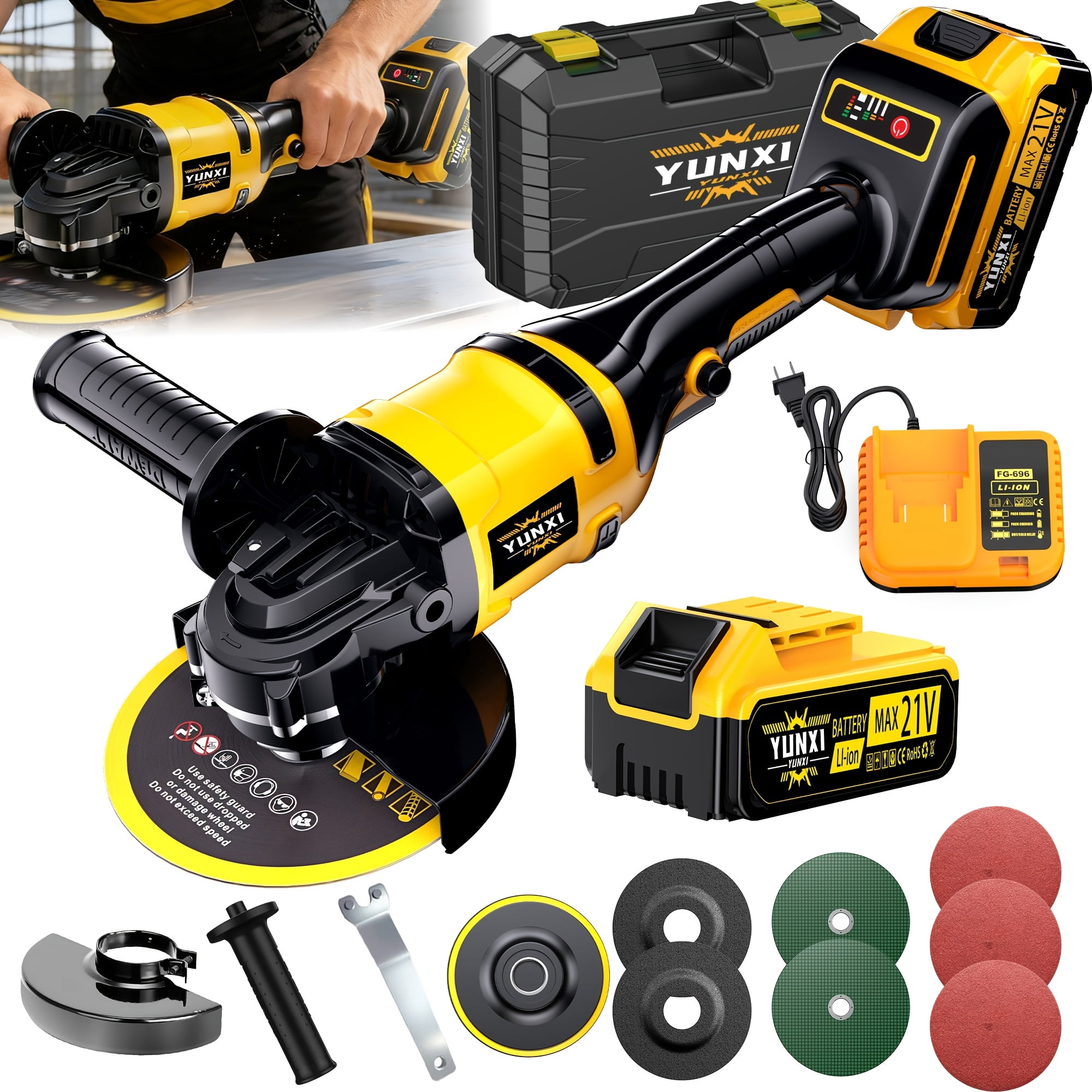 2026 Cordless Angle Grinder, Lightweight Ergonomic Handheld Grinder for Wood & Metal Polishing, Ideal for Home Decoration & DIY Projects