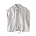 thumbnail image 1 of 2026 Cotton Linen Tank Tops for Women Casual Button Down Sleeveless Shirts Summer Solid V Neck Blouses Tops, 1 of 6