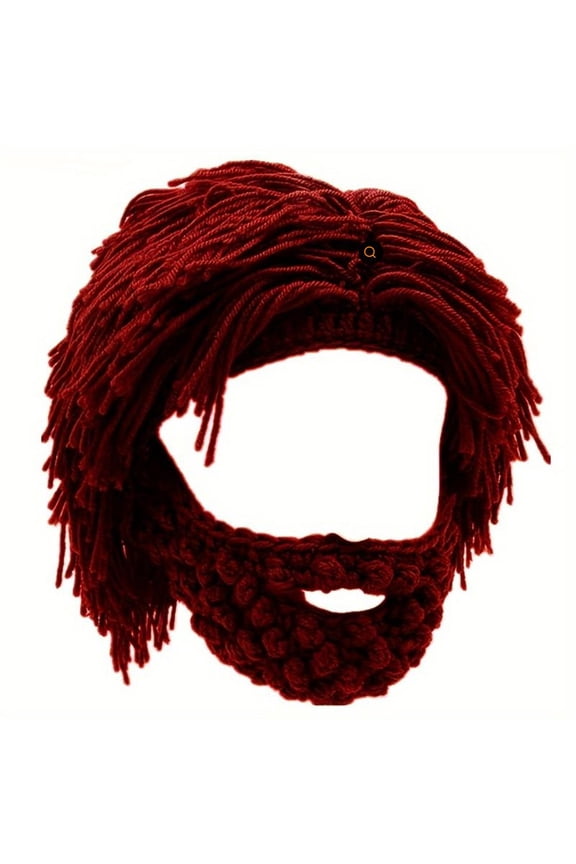 2026 Creative Barbarian Knit Beard Hat Funny Knit Cap Wig Beanie Hats for Men Women