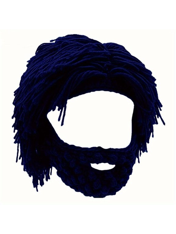2026 Creative Barbarian Knit Beard Hat Funny Knit Cap Wig Beanie Hats for Men Women
