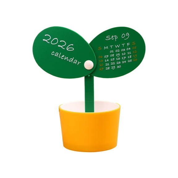 2026 Creative Desktop Calendar Green Plant Design Cute Ornament Multi-Purpose Storage Mini Calendar Holiday Decoration Gift