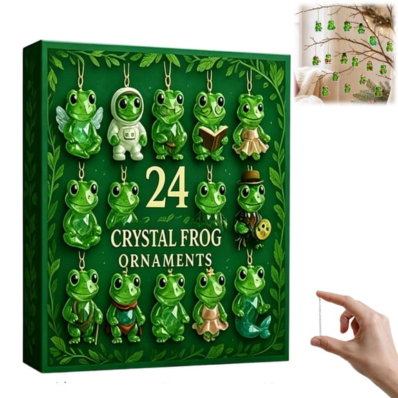 2026 Crystal Frog Advent Calendar, 24‑Day Christmas Surprise Countdown Box Filled with 2D Flat Acrylic Frog Hanging Charms, for Xmas Tree Wreath Home Holiday Decoration & Gift