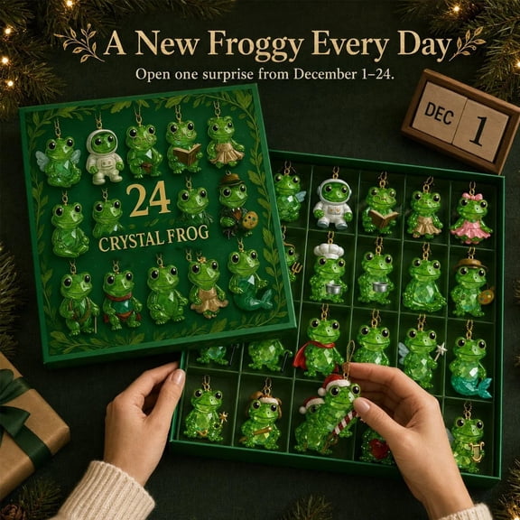 2026 Crystal Frogs Advent Calendar, 24-Day Collectible Hanging Pendant Countdown Box, Surprise & Christmas Tree Decor