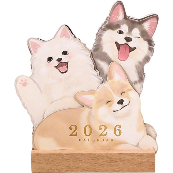 2026 Cute Dog Series Desk Calendar Table Planner Yearly Agenda Organizer Memo Notes For Home Office School Daily Scheduler
