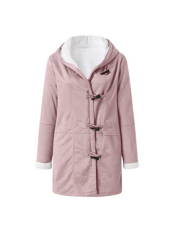 2026 Cute Girls Keep Warm Coat, Solid Color Warm Outwear Girls Suede Fleece Lined Coat Girls Solid Color Duffle Coat Kids Long Sleeve Duffle Coat 2026 Girls Suede Jacket, Pink 130