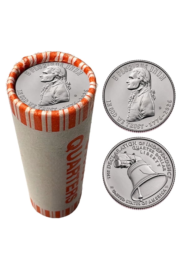 2026-D Declaration of Independence Quarter Coin Roll 250th Anniversary 1776-2026 Brilliant Uncirculated