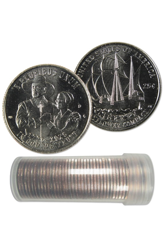 2026 D Mayflower Compact American 250th Anniversary Semiquincentennial Quarter Roll Uncirculated