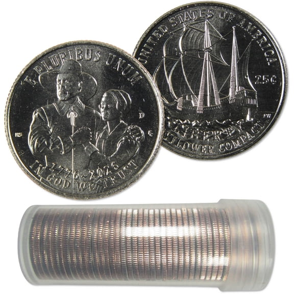 2026 D Mayflower Compact American 250th Anniversary Semiquincentennial Quarter Roll Uncirculated
