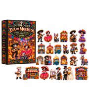 2026 D a de Muertos Village Advent Calendar, countdown gift box with 24 exquisite acrylic hanging ornaments, charming cultural decor for display and collection