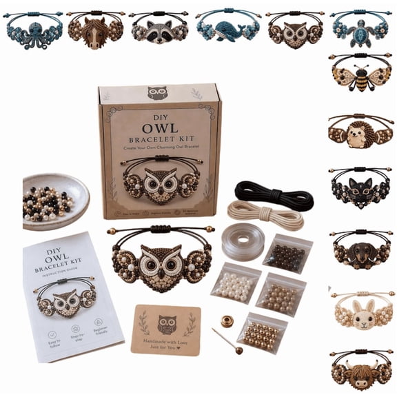 2026 DIY Beaded Bracelet Making Kit - Animal Beaded Bracelet Craft Kit, Creative Craft Set for Beginners, Unique Handmade Owl