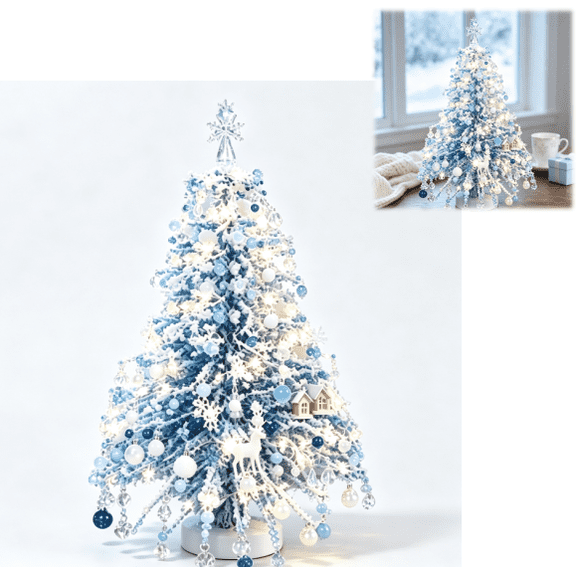 2026 DIY Beaded Christmas Tree Kit – Create Your Own Sparkling Holiday Decoration, Handmade Mini Bead Tree Craft Set for Shelf Desk Christmas Home Decor (Winter)