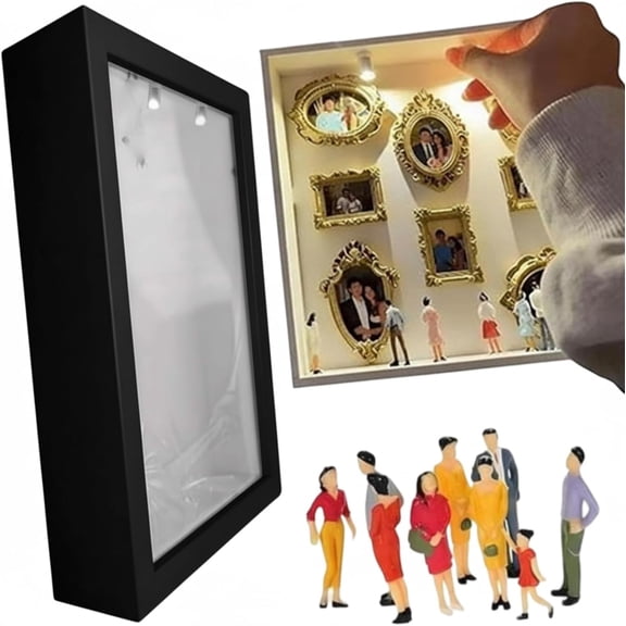 2026 DIY Mini Museum Silhouette Box – Upgrade Shadow Box Frame Kit with Gold Miniature Museum & Figurines, Celebrate Your Unique Memories in Style, for Anniversary, Wedding, Birthday & Home Decor
