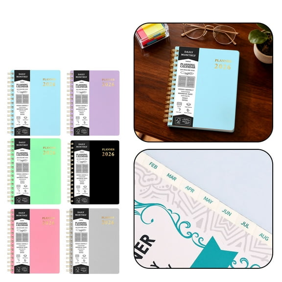 2026 Daily Monthly Planner Tabbed Planning Calendar Spiral Bound Hardcover Reference Pages Contacts Goals Notes Organizer