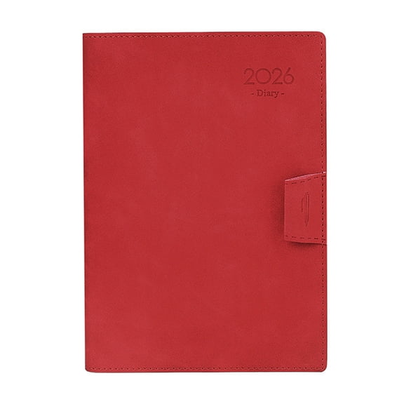 2026 Daily Planner Ribbon Bookmarks Elastic Pen Slots Leather Academic Journal