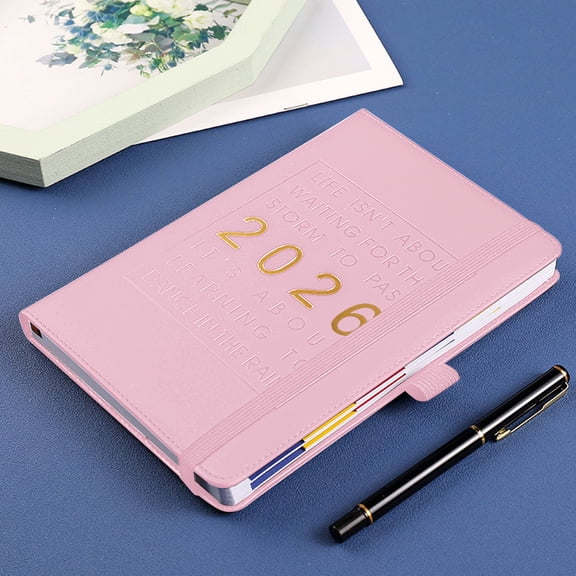 2026 Daily Planner - 365 Day Agenda Notebook with Hourly Schedule, January to December 2025-2026, 8.19x5.7x1.17 Inch, 304 Pages, Ribbon Bookmark & Pen Slot (Red/Blue/Light Blue/Green/Yellow/Pink)