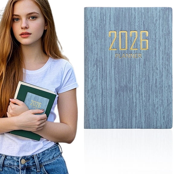 2026 Daily Planner, A6 Pocket Size Notebook Organizer, Academic Student Teacher Schedule Journal for School, Office, Work, Travel (Blue A)